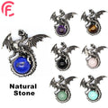 Natural Stone tiger Eye Obsidian Dragon Wholesale Pendant Necklace Fashion Vintage Gemstone Jewelry Animal Ancient Pendant