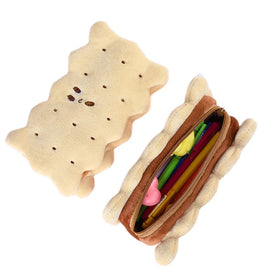 Cute Plush Cartoon Sandwich Biscuit Pencil case Large-capacity Simple Pencil Bags Student Stationery Pen Bag