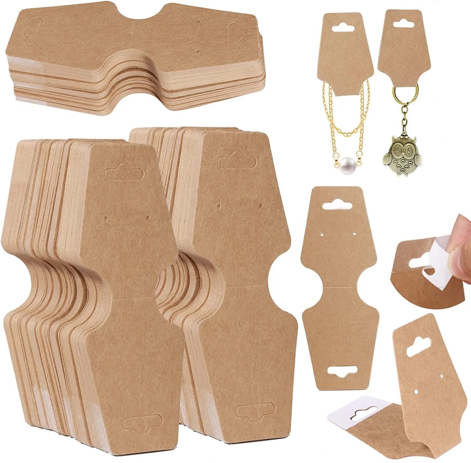 Custom Logo Printed Kraft Offset Paper Hang Tags Cardboard Paper Jewelry Display Cards for Necklace Earring Keychain Hang Tags