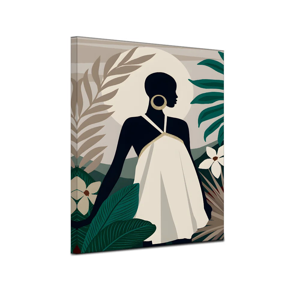 Black Women Art African American Wall Art for Bedroom Black Woman Portrait Picture Black and White Canvas Print