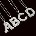 Fashion Hip Hop Rhinestone Pearl Large Letters Pendant Silver Jewelry Neutral Initial A-Z Necklace