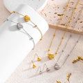 Stainless Steel 18K Gold Plated Heart Necklace Bracelet Anklet Earrings Set Women Wedding Jewelry Gifts