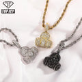ICY Punk Hip Hop Black Gold White Gas Mask Pendant Necklace with CZ Zircon Stones Free Link Chain for Weddings and Parties