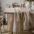 XinLan Solid Color Linen Simple Style Home Decoration Tablecloth Tassel Edge Long Table Tablecloth