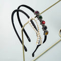 Factory Wholesale Fashion Bow Pearl Thin Border Strap Teeth Non slip Cotton Bow Spa Headbands Glitter Headband