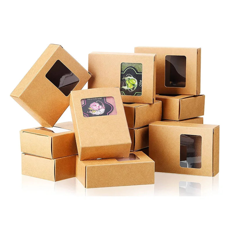 Custom Cookie Packaging Boxes Cookie Kraft Paper Box Packaging Christmas clear Window Gift Box Treats Wrapping Packaging