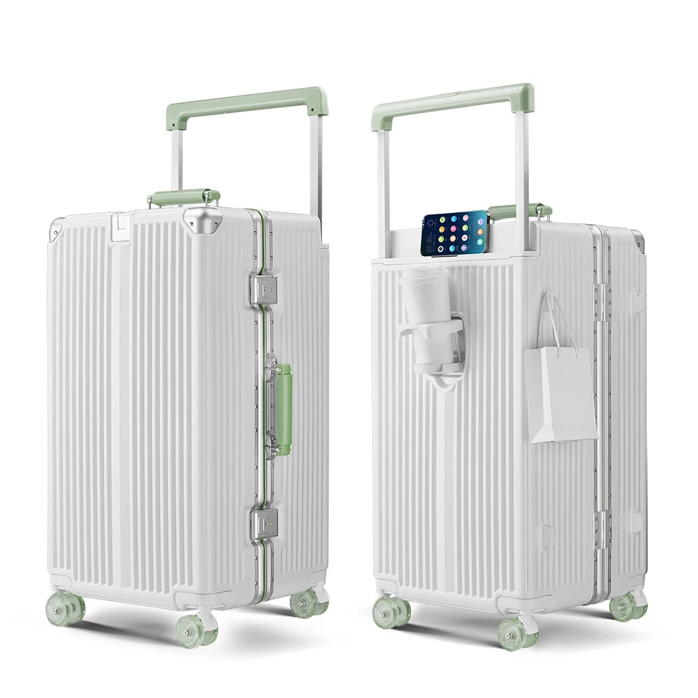 OEM 20 24 26 28 Inch Waterproof Zipperless Pc Luggage Custom Lightweight Hard Travel Trolley Suitcase Luggage with Cup Holder
