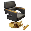 Modern High-end Hair Salon Furniture Armchair Rotated and Lift Stainless Steel Black Metal Men's Barber Seat Beauty Chair