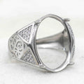 Sterling Silver 15*20mm Semi Mount Men's Ring Frame Empty Blank Claw Setting S925 Base Holder Without Center Stone for DIY Inlay