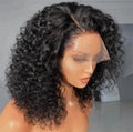 Raw Hair Single Knot Natural Black Color Curly Cutical Aligned HD Lace Frontal Wigs With Preplucked Hairline