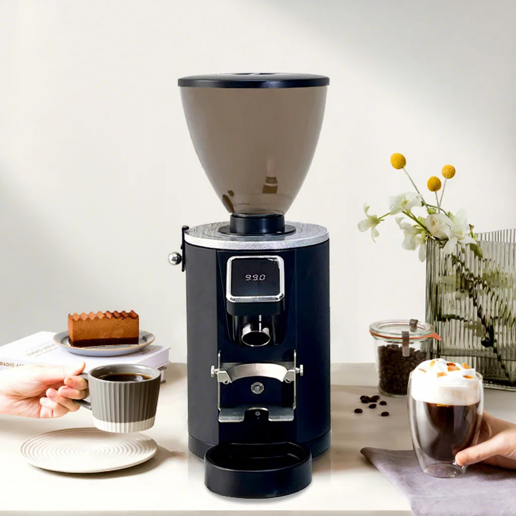 USB Powered 64mm Commercial Electric LED Display Coffee Grinder Machine Stainless Steel Aluminum Home Cafe Outdoor Use Bean