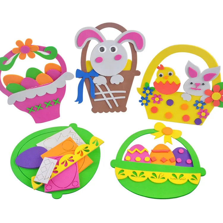DIY Felt Easter Bunny DecorEaster Hatching Chick Egg Bunny Craft Stick Sign Easter Basket Crafts Kits for Kids Favor Art Decor