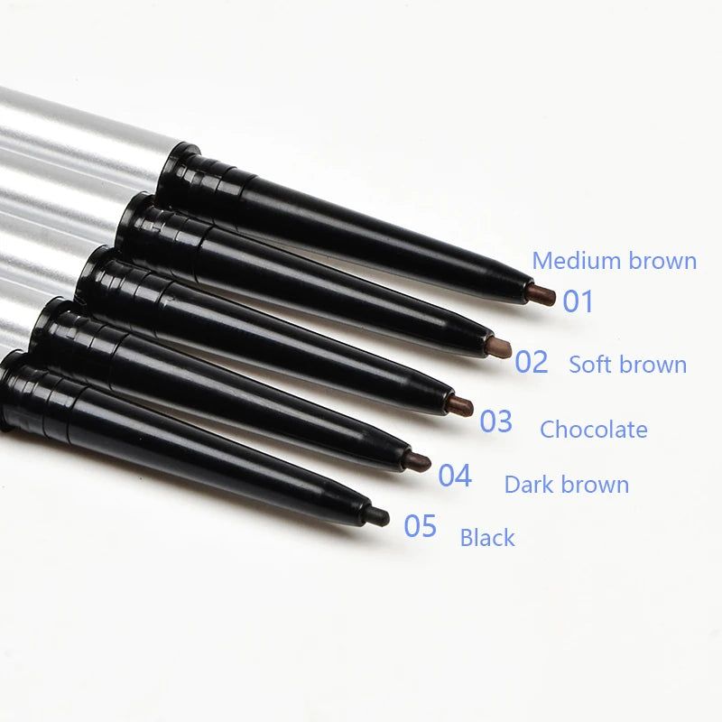 New Arrival Customizable Slim Eyebrow Pencil 5 Color Vegan Brow Pencil Waterproof Mineral Private Label Automatic Eye Makeup
