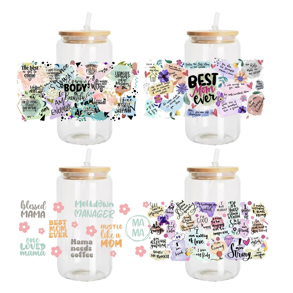 UV Cup Wrap Plastisol for Coffee Cup12oz 16oz 20oz 24oz Glass Libby Cans Mugs Uv Transfer Sticker Uv Cups Wraps Decals