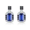 Wholesale Silver Earrings 925 Jewelry Blue Gemstone Pave Engagement Party Earrings for Bridal Wedding
