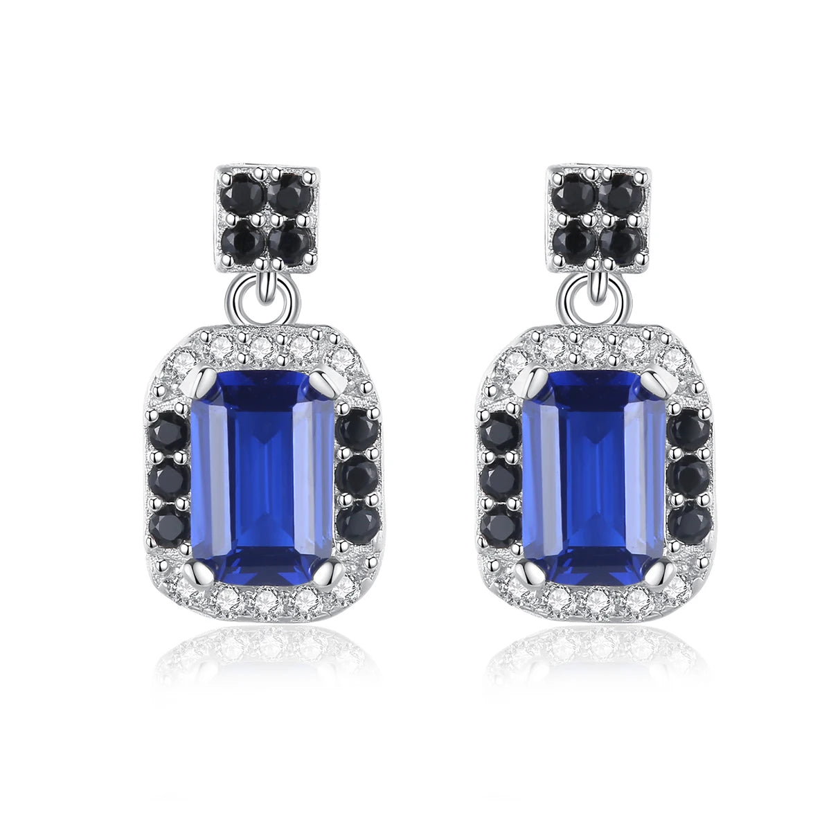 Wholesale Silver Earrings 925 Jewelry Blue Gemstone Pave Engagement Party Earrings for Bridal Wedding