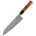 8-Inch Kiritsuke Japanese Kitchen Chef Knife Octagonal Handle Hammered Tricolour Copper Damascus Steel Blade Carbon Steel
