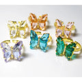 Women Glass Crystal Rings Jewelry Gold 18k Plated butterfly Finger Ring Adjustable