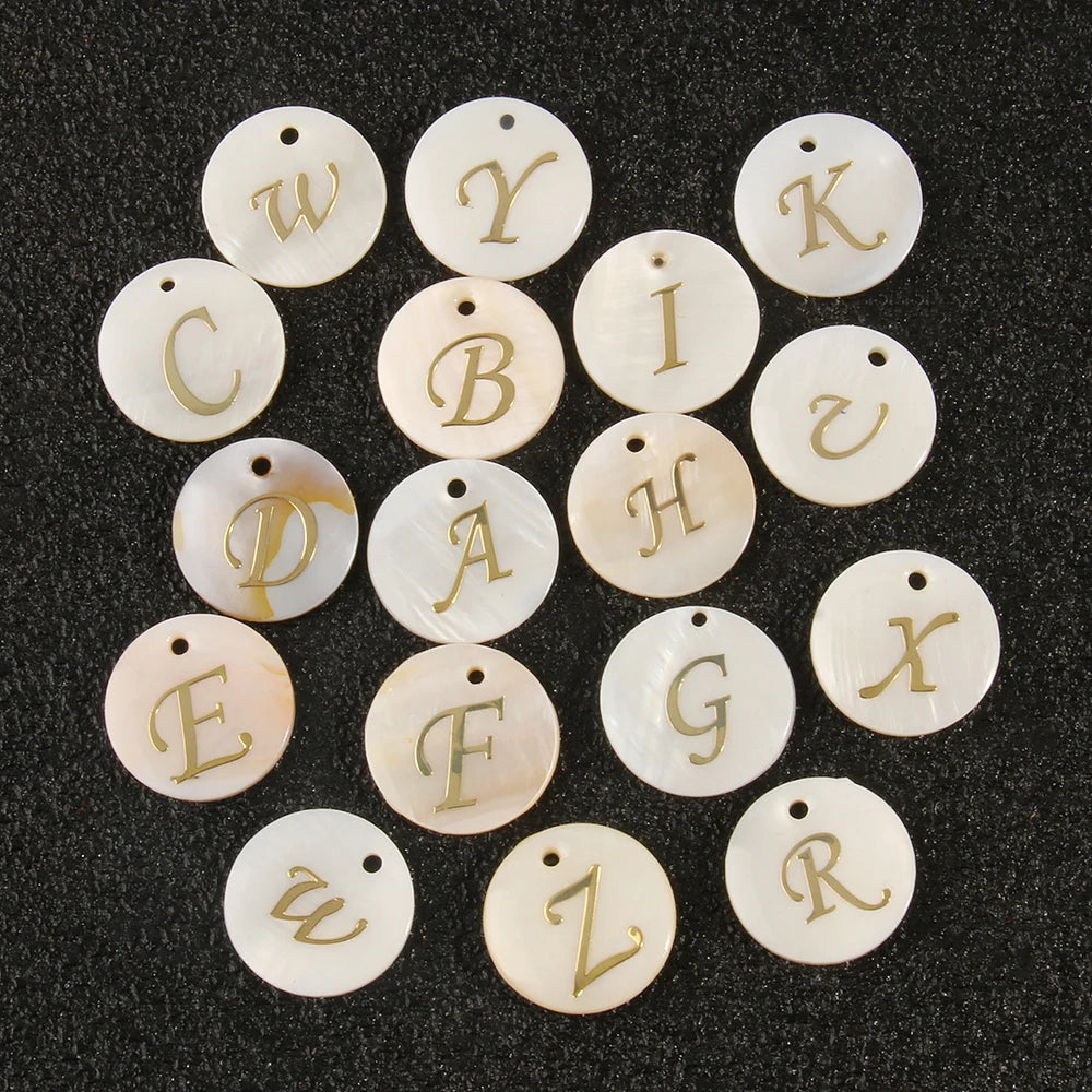 Top Drilled White Mother of Pearl Alphabet 26 Letters Natural Semi Gemstone Freshwater Shell Beads for Necklace Jewelry Making