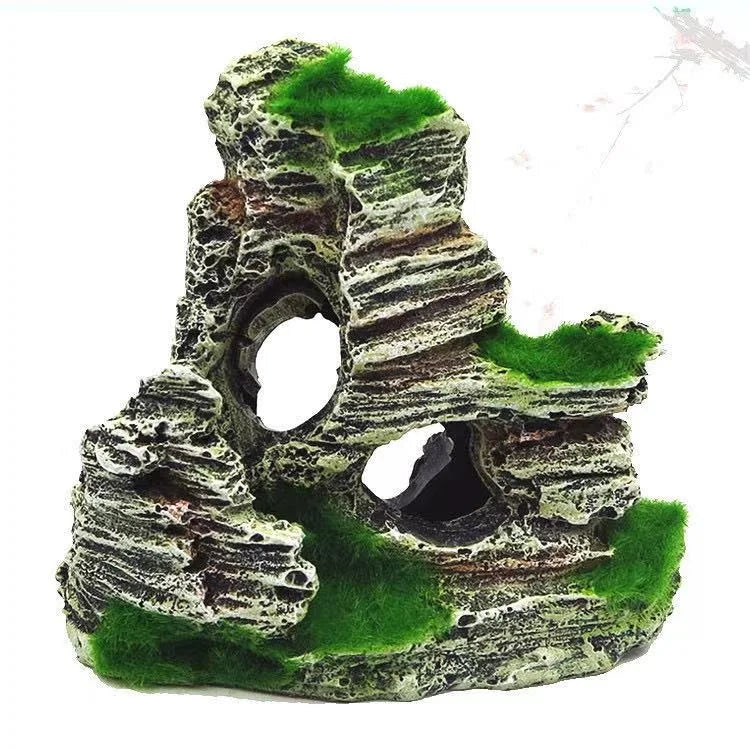 Aquarium DecorationMountain View Aquarium OrnamentFish Tank Resin Rock Landscape Ornament Supplies