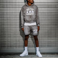 Custom Acid Wash Cropped Hoodie Vintage Shorts Sweatsuit Sun Faded Shorts Zipper Embroidered Hoodies and Short Set for Men