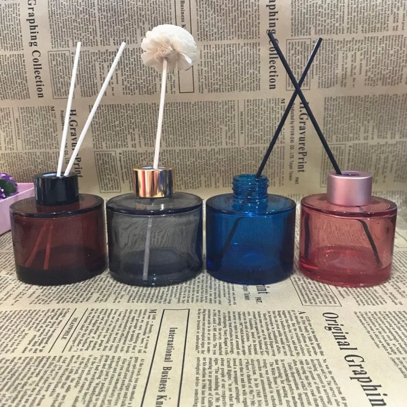 Sunshine Glass Aromatherapy Fragrance Sticks Bottle 50ml 100ml 200ml Custom Luxury Black Empty Glass Aroma Reed Diffuser Bottle