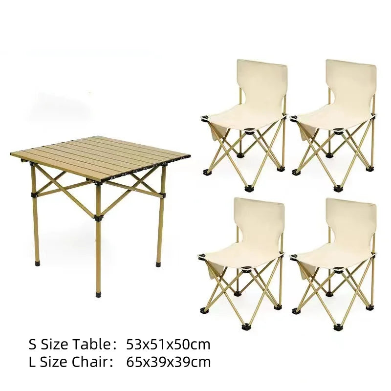 S & L Size Portable Lightweight Foldable Metal Table Chair Set for Outdoor Garden & Living Room for Camping & Fishing