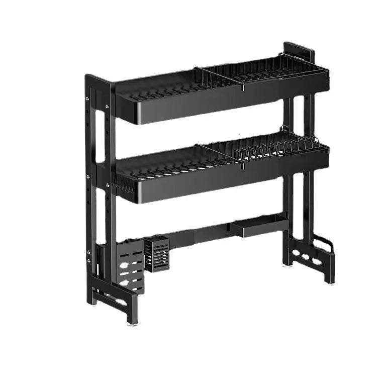2-Tier Over-the-Sink Dish Drying Rack for Single & Double Sinks Large Kitchen Storage Holder & Rack