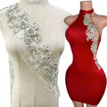 WTP-1535 Keering Wholesale Stock Embroidery Rhinestone Trimming Handmade Crystal Belt Bridal Applique For Bridesmaid Dress