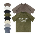 High Quality  Low MOQ Custom Wax Dyeing Vintage Washed Cotton t Shirt Blank 320gsm Heavyweight Oversize Streetwear Men T-shirt
