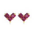 Minimalist Jewelry 14K Gold Plated Ruby 925 Sterling Silver Vermeil Green CZ Stone Beloved Heart Stud Earrings for Women Gift