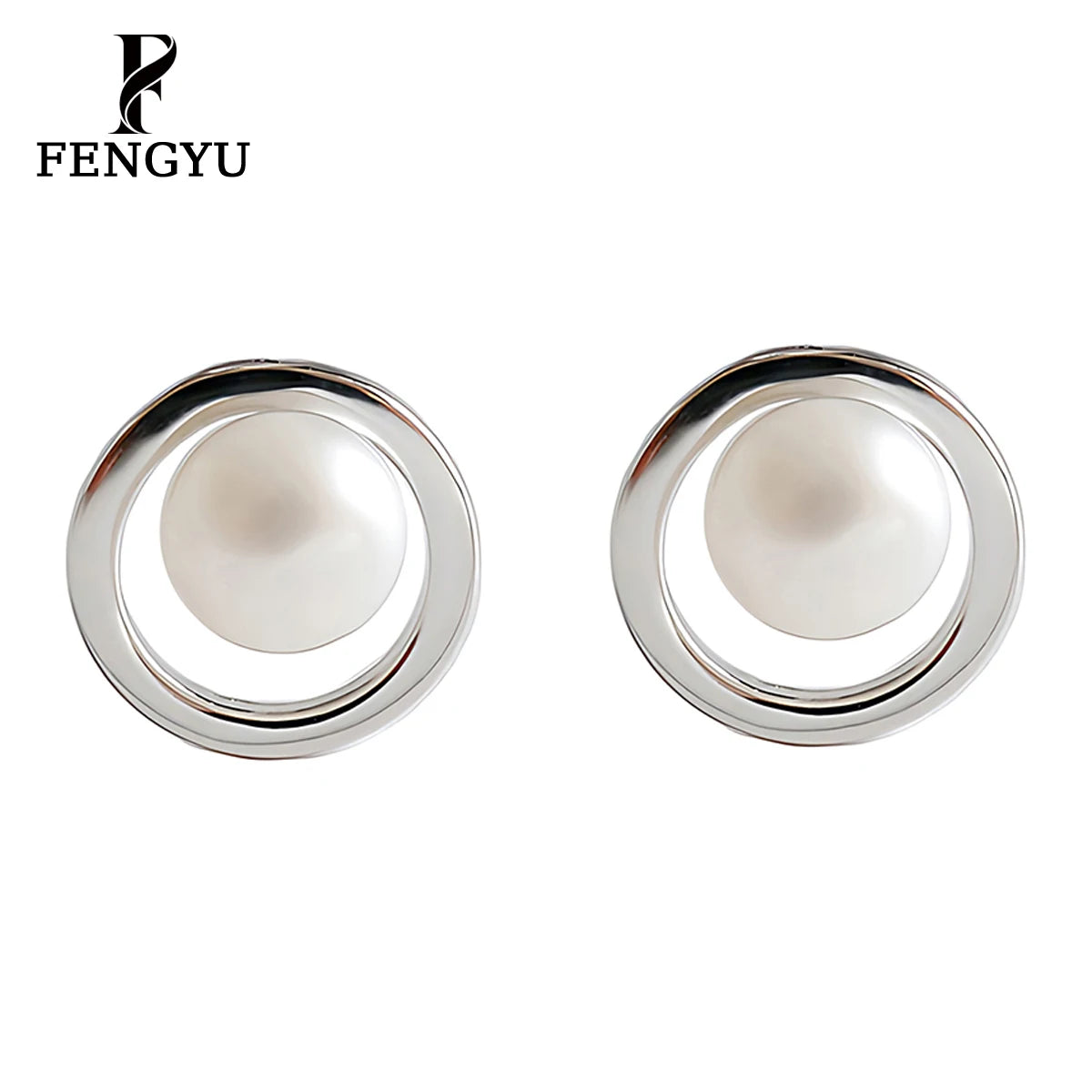 Simple Hollow Round Freshwater Pearl Stud Earrings for Women 925 Sterling Silver Elegant Earring Custom Fine Jewelry Wholesale