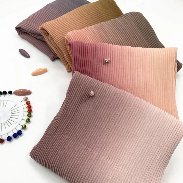 2021new Fashion Chiffon Scarf Crinkle Hijab Shawl Pleated Scarf Women Muslim Gradient Wrinkle Long Female Islam 175*70cm 10pcs
