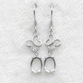 Sterling Silver 6*8mm Semi Mount Hook Earrings Empty Support Blank Claws Setting S925 Base Without Center Stone for DIY Inlay