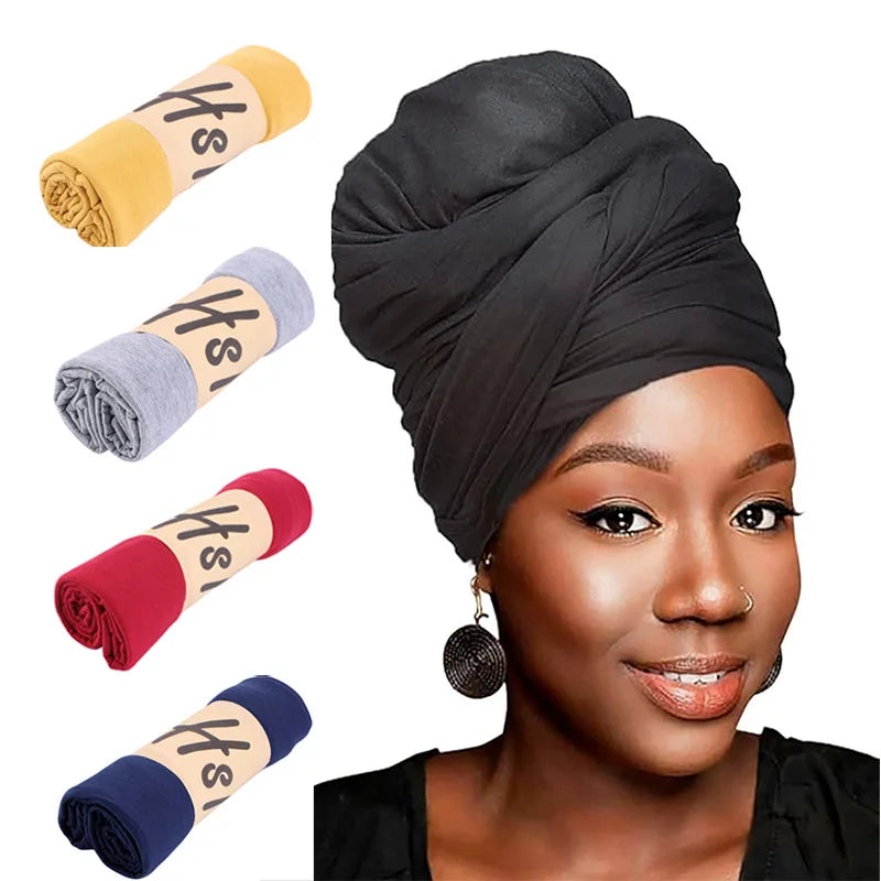 Wholesale Fashion Multifunctional Long Headscarf Head Tie Scarf Stretchy Jersey Headwraps Head Wrap Women Turban Scarf