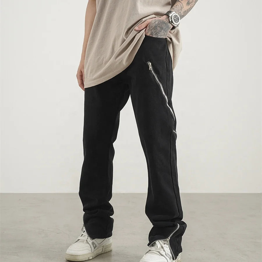 Custom Label Trousers for Men Drop Ship Boys Men Street Wear Stock Patched Pants Black Mens Jean Trousers