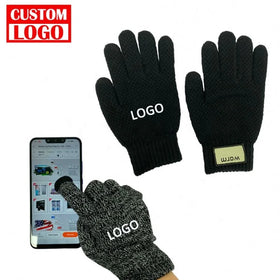 OEM Custom Logo Anti- Winter Touch Screen Gloves Acrylic Fiber Durable & Touch Sensitive Stretchy Warm for Adults