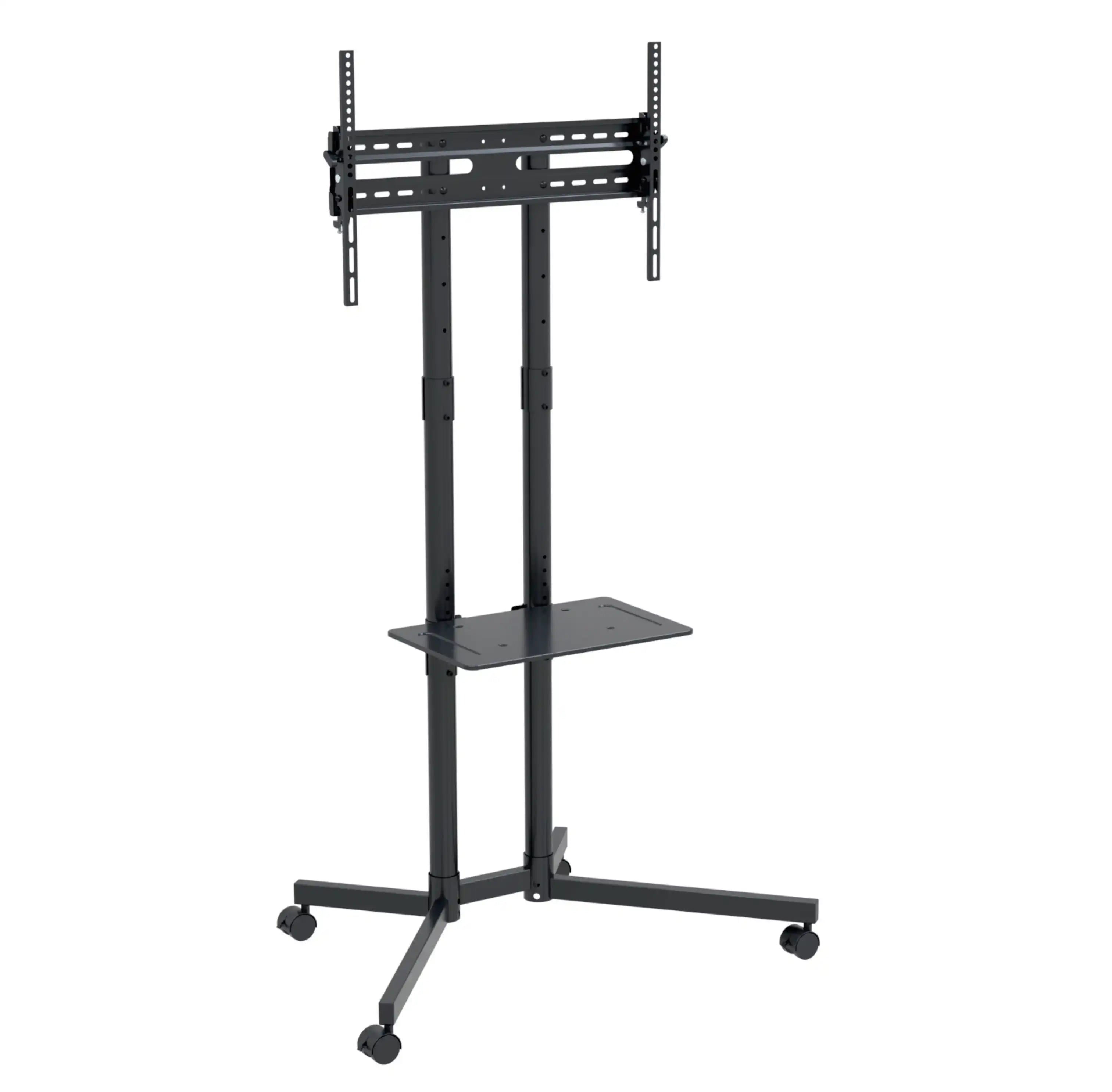 Portable Adjustable Mobile Tv Sand Cart Trolley Stand with Tray on Wheels for 55-85