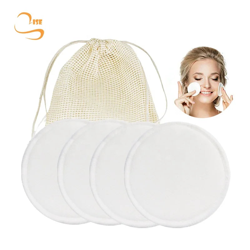 Reusable 8cm 3layers Soft Bamboo Makeup Remover Pads Zero Waste Bamboo Cotton Washable Pads