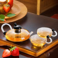 Modern Heat-Resistant Mouse Food Grade Borosilicate Moroccan Glass Teapot With Colored Handle Coffee Jug with Filter