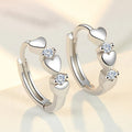 Huitan Fashion Silver Plated Earrings Brass Jewelry Gifts Cute Heart Zircon Small Earrings for Women