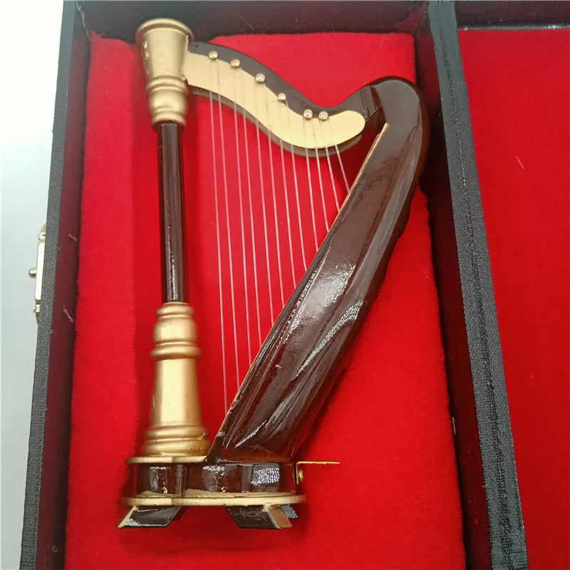 Mini Musical Instruments With Case Harp Toy Musical Instrument Figurine Decoration