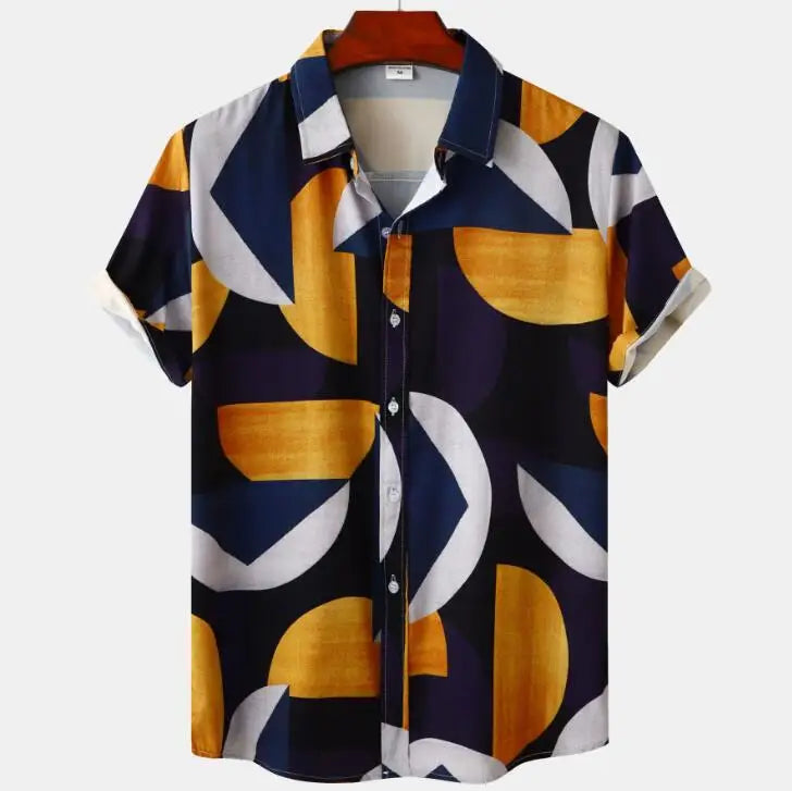 Mens Hawaiian Style Printed Beach Loose Flower Shirts Short Sleeve Beachwear Buttons Male Casual Shirts