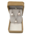 925 Silver Jewelry Set 13-14 MM Big Perfect ROUND Nature Freshwater Pearl Pendant Necklace and Earring