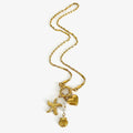 French Design Stainless Steel Women Jewelry 18k Gold Plated Starfish Heart Pearl Pendant Non Tarnish Necklace YF6295