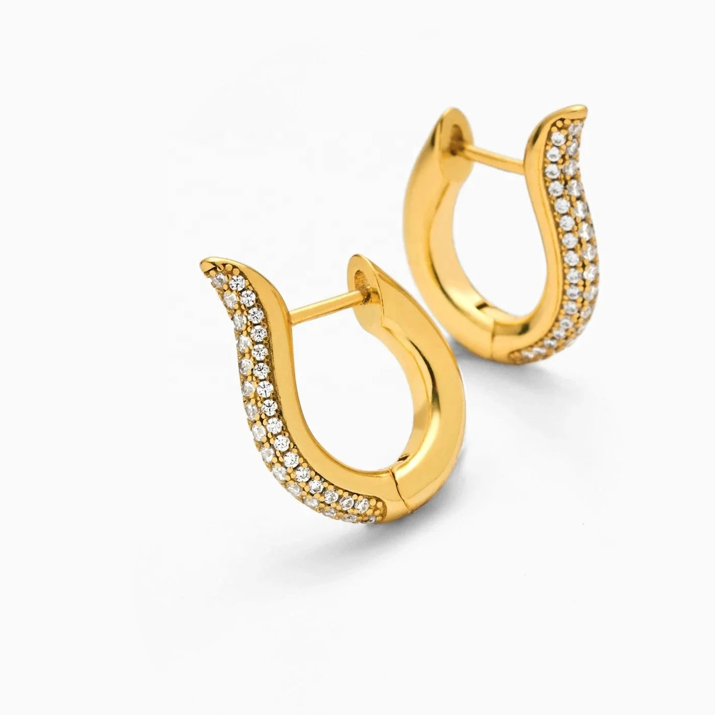 LOZRUNVE 925 Sterling Silver Cubic Zirconia Piercing Fashion Huggie Hoop Earrings Gold Jewelry