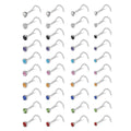 Trendy Small Silver Stainless Steel Nose Stud L-Shape Screw/Bone Nose Ring 1.5mm/2mm/2.5mm/3mm CZ Nose Piercing for Weddings