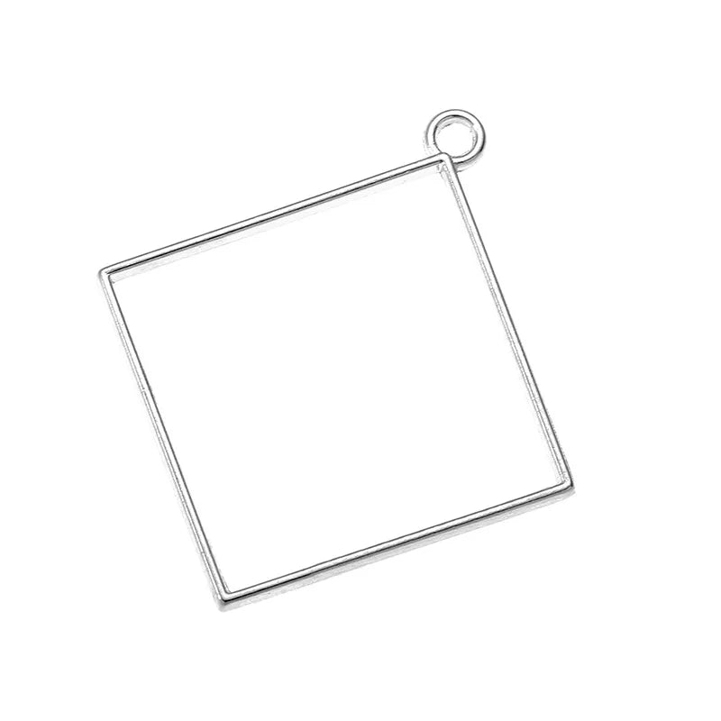 YuenZ 7 Color  Rectangle Charm Alloy Jewelry Accessories Charm Hollow Glue Blank Pendant Tray Bezel 48*43mm B181