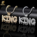 Hip Hop Crown Hook Diamond Letter Pendant Jewelry Shiny Zircon Gold Plated Custom Name Necklace for Men Women