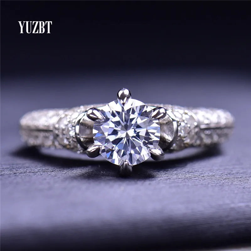 Solid Silver 925 Original Brilliant Cut 1 Carat Diamond Test Past D Color Moissanite Knight Guardian Ring for Women Fine Jewelry